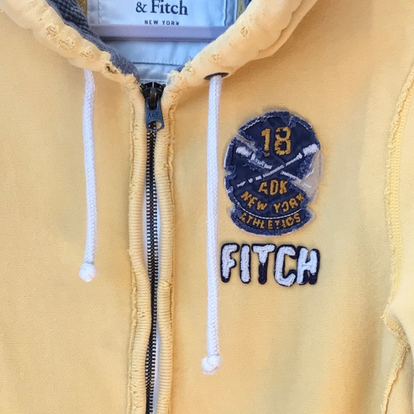 Y2K🔥 AUTHENTIC VINTAGE ABERCROMBIE & FITCH GOLD ZIP UP HOODIE - Picture 2 of 14